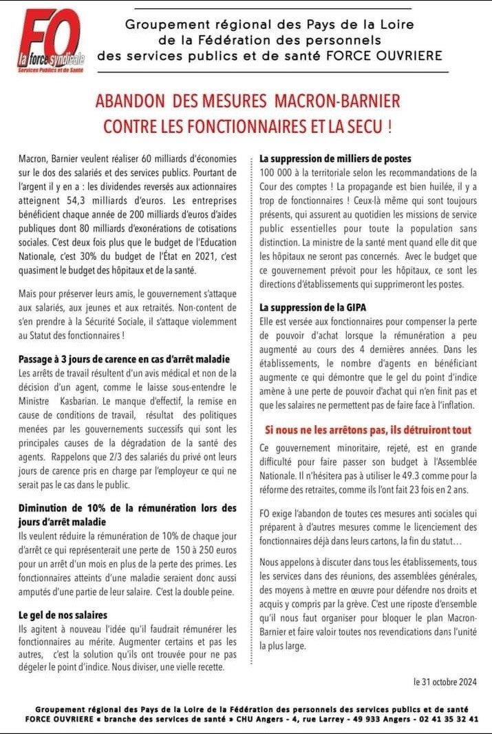 abandon des mesures contre les fonctionnaires et la sécu