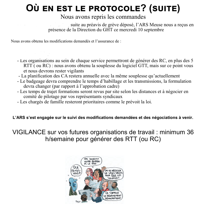 Où en est le protocole? suite