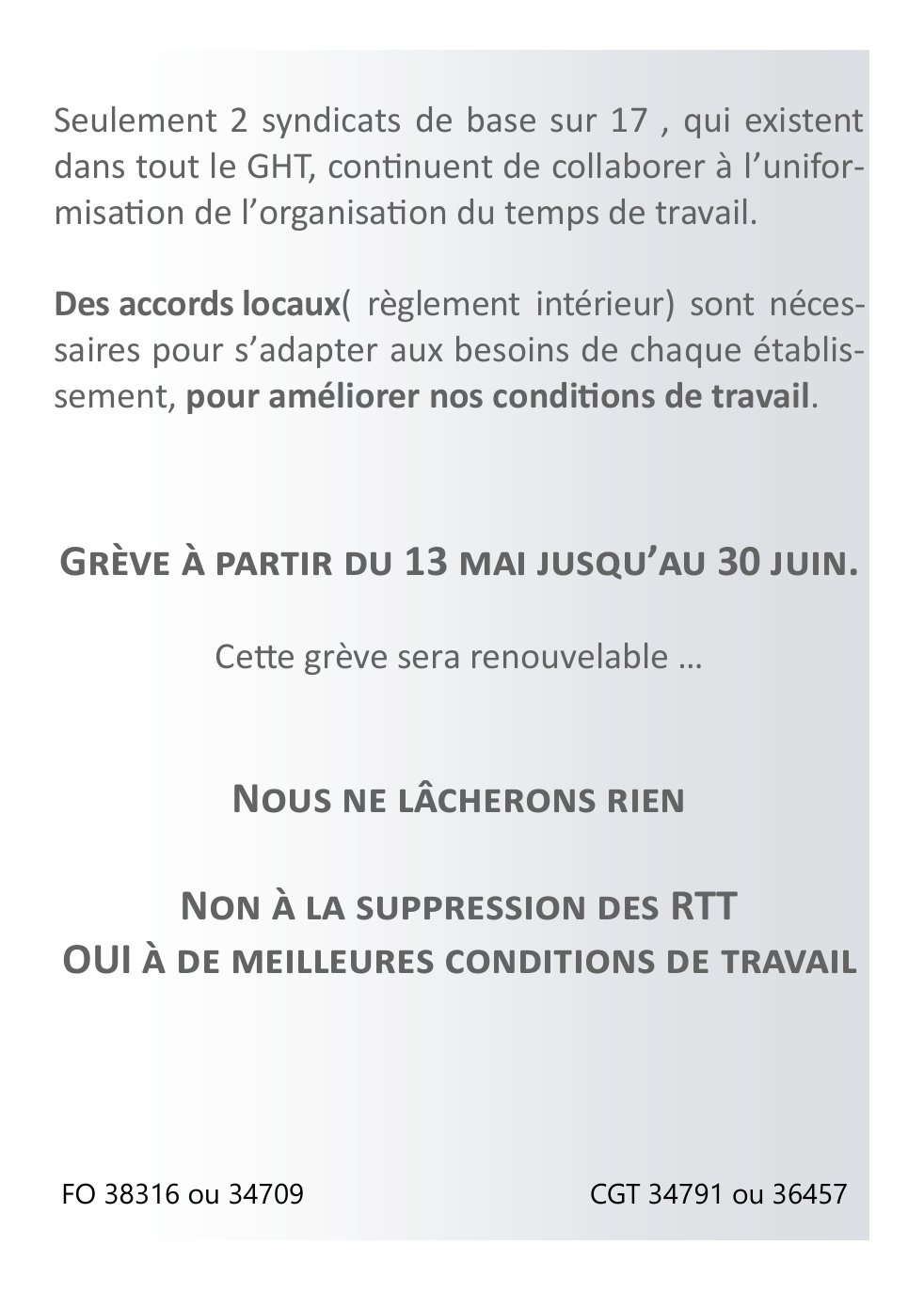 OUI AUX NEGOCIATIONS LOCALES