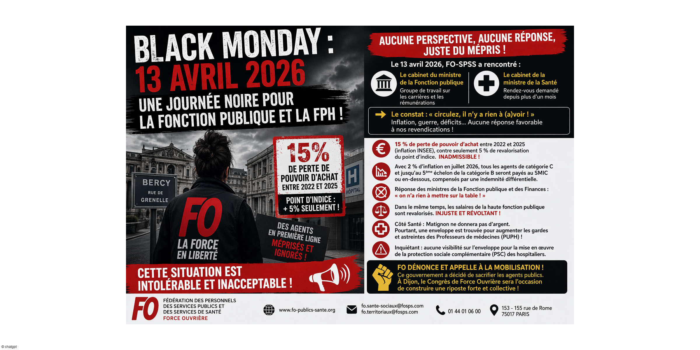 Black Monday – 13 avril 2026 : une journée noire pour la Fonction publique et la FPH