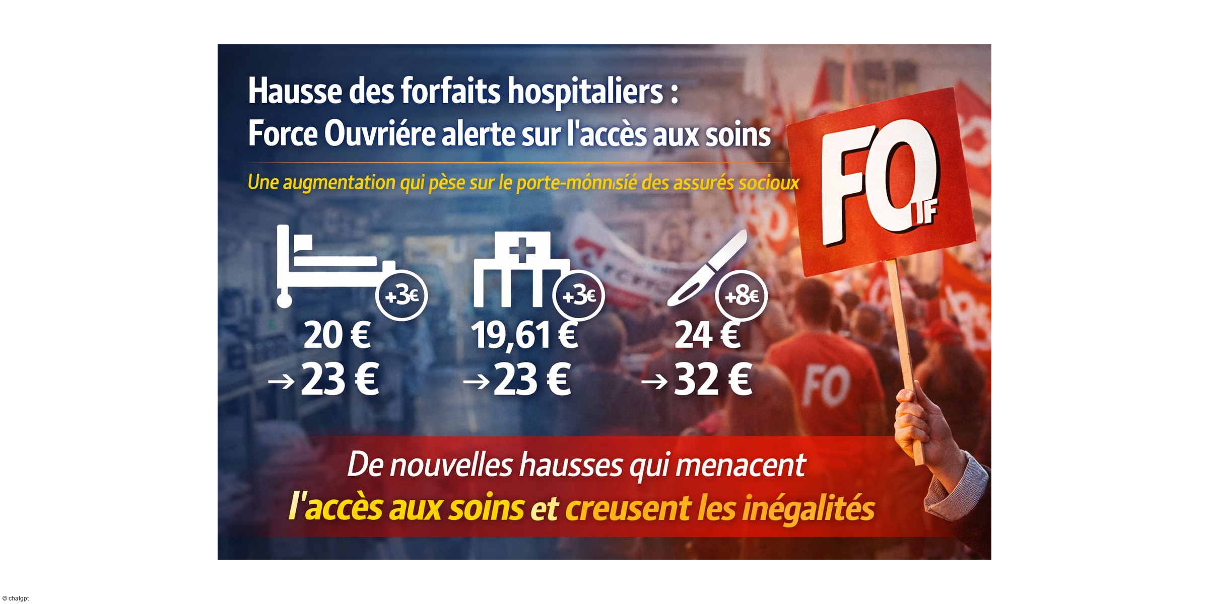 Hausse des forfaits hospitaliers : Force Ouvrière dénonce une attaque contre l'accès aux soins