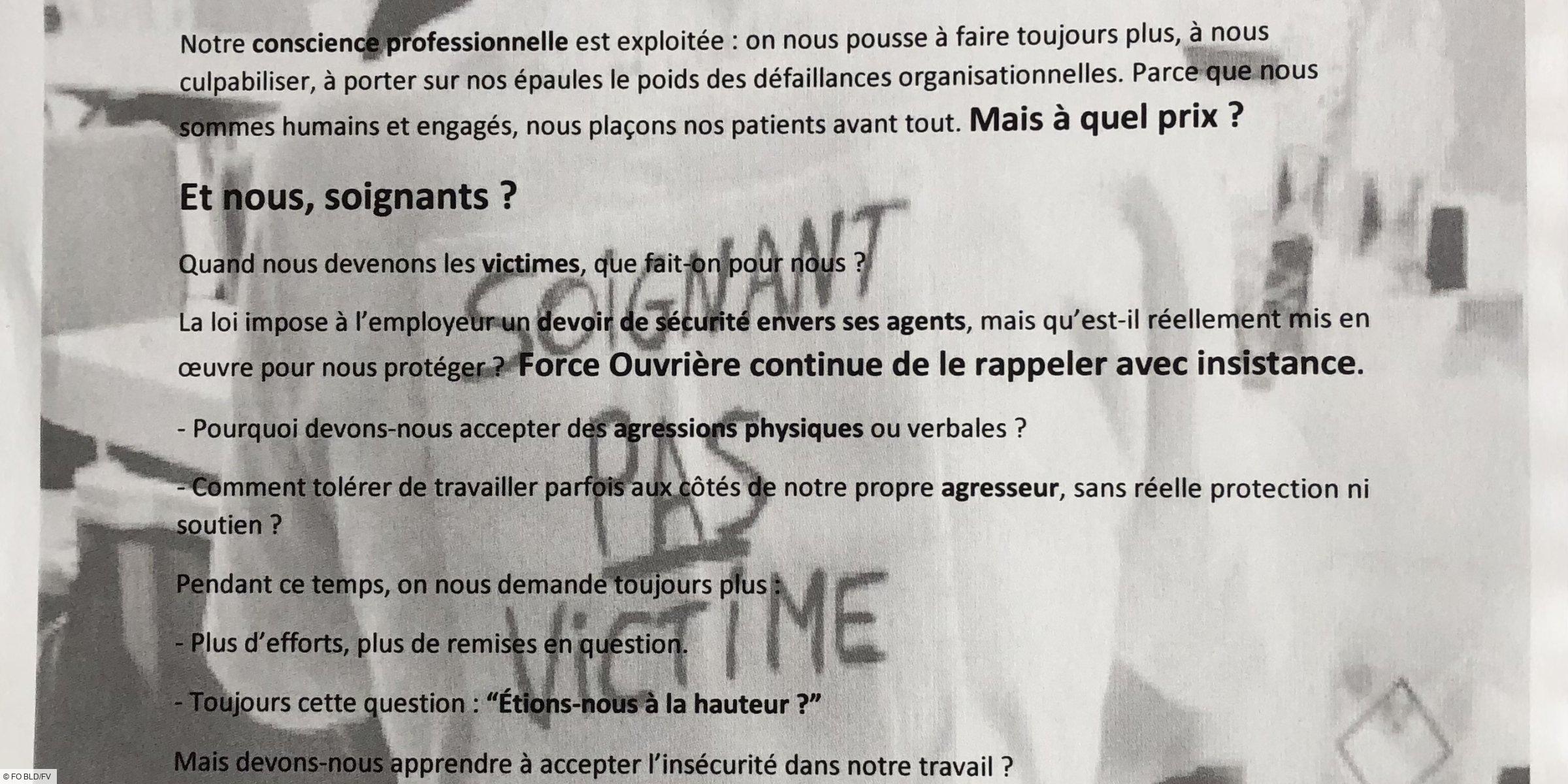 LA SECURITE DES SOIGNANTS: UNE URGENCE OUBLIEE